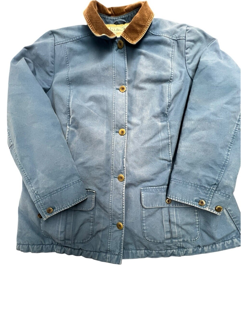 Vintage L.L.Bean Barn Coat Chore Jacket Blue Corduroy Collar 2X - Picture 2 of 6